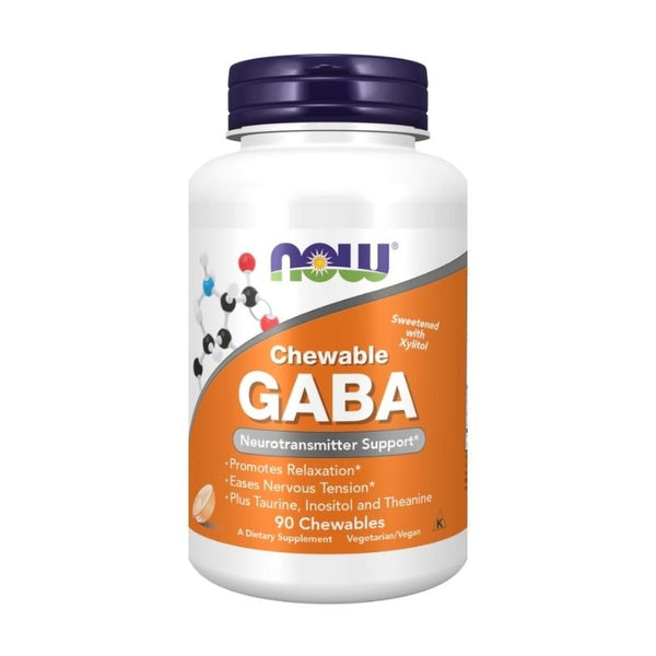 GABA Chewable with Taurine (90 košļājamās tabletes) - Now Foods - Vitamins.lv